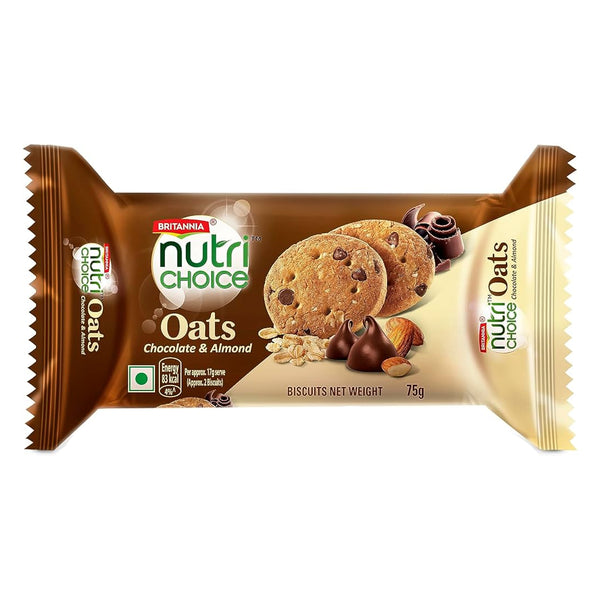 Britannia Nutri Choice Oats Chocolate Almond Cookies 75gm
