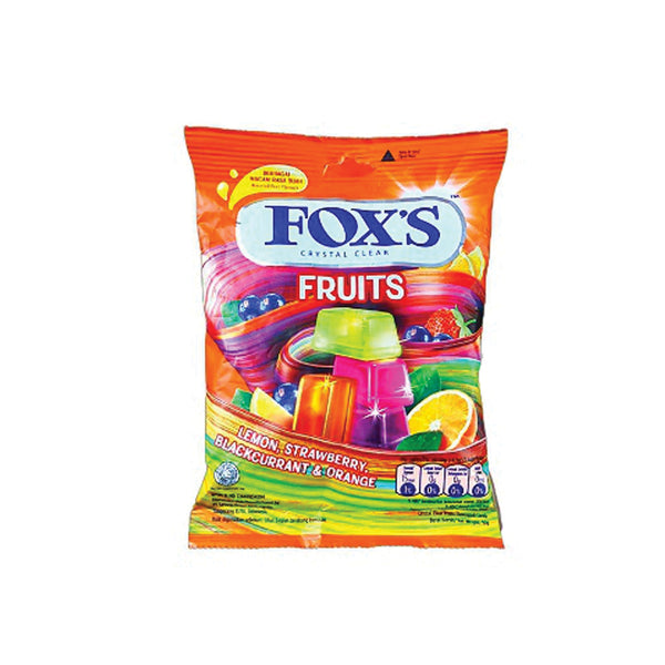 Fox Crystal Clear Fruit Candy Pouch 90gm Imp