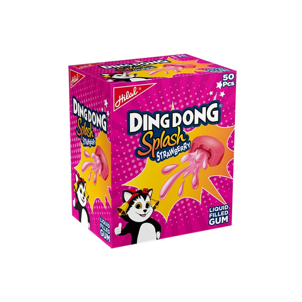 Hilal Ding Dong Splash Strawberry Bubble Gum Box 50Pcs