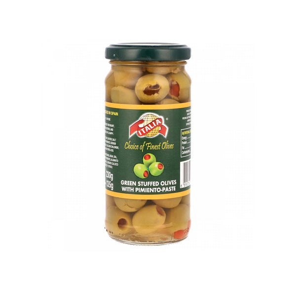 Italia Olives Green Stuffed With Pimiento Paste 230gm