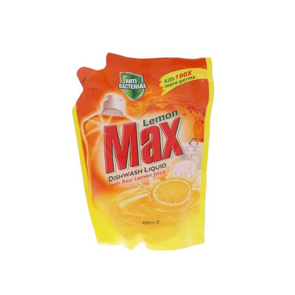 Max Dishwash Liquid Anti-Bacterial Poly Bag 450ml