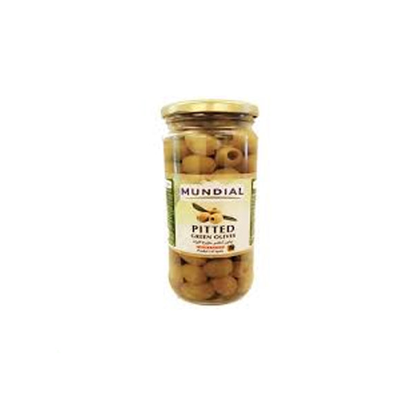 Mundial Green Pitted Olives 230gm